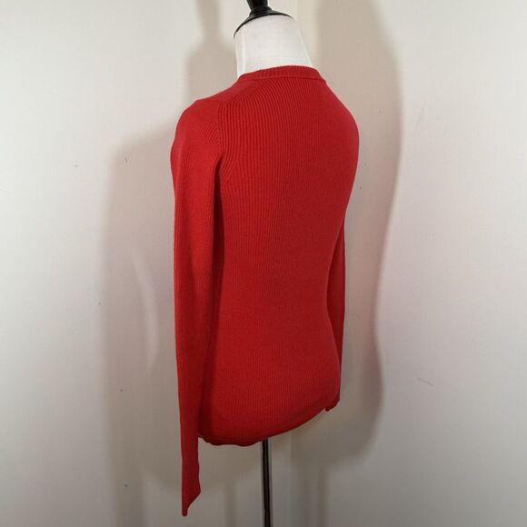 J. Crew Sweater Merino Wool Size XS Knit Ribbed Red Warm Festive Cozy - Picture 5 of 11